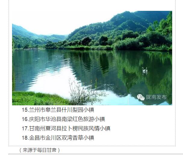 甘肅計劃3年建18個特色小鎮(zhèn)，看看隴南有幾個~